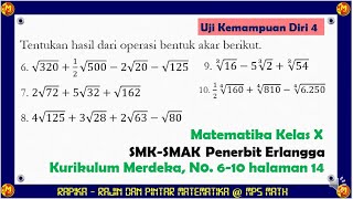 Uji Kemampuan Diri 4 nomor 610 Penjumlahan dan Pengurangan Bentuk Akar Matematika SMK Kelas X [upl. by Notxam]