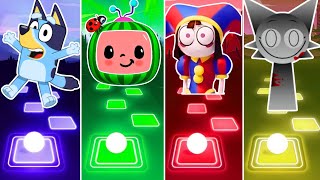 Bluey 🆚 Cocomelon 🆚 Digital Circus 🆚 Incredibox Sprunki  Tiles Hop EDM Rush [upl. by Danae]