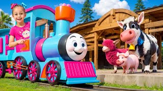 Maya Rides a Train with Cute Animals  Farm Songs for Kids [upl. by Willey]