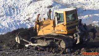 4K Liebherr 734 Pushing amp Ripping amp Volvo ECR305C Digging Frozen Dirt [upl. by Dnomaid783]