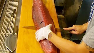 How to cut yellowfin tuna sashimi [upl. by Amaris]