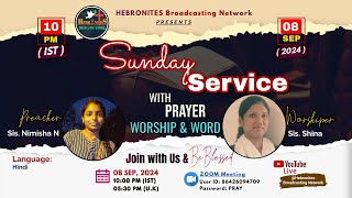 🔴 Live  HeBroNites Sunday Service  Preacher SisNimisha N  Worship SisShina  HBN [upl. by Shell]