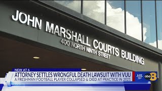 Partial settlement agreement reached in wrongful death suit involving VUU football player [upl. by Ninetta]