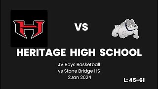 Heritage vs Stone Bridge High School Boys JV Basketball  2Jan24 [upl. by Harley]