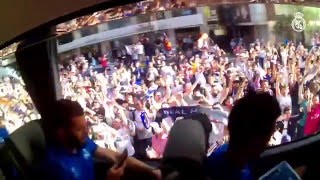 Experience the teams arrival at the Bernabéu from inside the bus [upl. by Enitram]