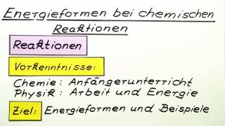 ENERGIEFORMEN BEI CHEMISCHEN REAKTIONEN  Chemie  Modelle Formeln und Konzepte [upl. by Hnib538]