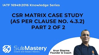 IATF 169492016 CSR MATRIX CASE STUDY AS PER CLAUSE NO 432  PART 2 of 2 [upl. by Htims]