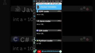 Comparing  Major Programming Languages  Declare Variables coding [upl. by Arevle609]