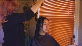 ASMR Authentic Haircut amp Blowdry  Gua Sha Massage with semideasmr [upl. by Efal]