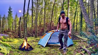 Amazing Wild Tent Camping in the Woods  Campfire  Cooking [upl. by Brunhilda569]