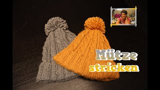 DIY Mütze stricken mit Zopfmuster Strickanleitung Schritt für Schritt erklärt [upl. by Shaughn157]