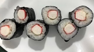 How to make a Hosomaki Crab Stick Sushi ashleydennisvlog5349 [upl. by Adnol]