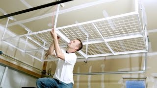 How to install a Overhead Garage Storage Rack  CEILING MOUNT SHELF [upl. by Bette-Ann]