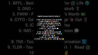 English Acronyms Used For Texting 📱 [upl. by Barbur]