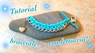 Tutorial bracciale con fettuccia e catena  Tutorial strap braceletDiy easyBracciale fai da te [upl. by Anneuq941]