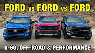 Comparing Ford F150s F150 Raptor F150 Tremor amp F150 FX4  060 OffRoad Performance [upl. by Marya]