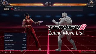 Zafina Move List  TEKKEN 8 [upl. by Ahsimek]