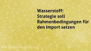 Wasserstoff Strategie soll Rahmenbedingungen für den Import setzen [upl. by Dogs429]