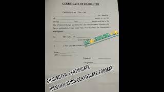 Character certificate Identification certificate format SSB ssb cisf bsf crpf shorts [upl. by Oiruam354]