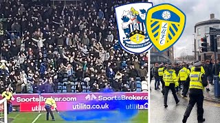 TROUBLE FLARES AT HUDDERSFIELD 11 LEEDSPUNCHESPYROPASSION amp POLICE [upl. by Rothstein]