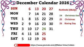 December Calendar 2026 decembercalender2026 [upl. by Ardnait]