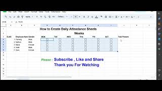 How to Create Attendance Sheet With Checkbox In Google Sheets [upl. by Amolap81]