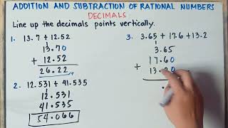 Addition and Subtraction of Rational Numbers  Decimals Grade 7 Matatag Curriculum [upl. by Ahsoyek]