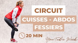 Circuit CUISSES ABDOS FESSIERS  20 min pour un corps TONIQUE [upl. by Kizzee]