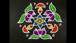 Rangoli Design With Colours and Dots of 11x6 for Festivals and Competitions  Simple Rangoli Design [upl. by Zubkoff186]