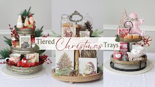 CHRISTMAS TIERED TRAYS FOR 2023  DECORATE WITH ME FOR THE HOLIDAY SEASON [upl. by Natty]