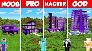 Portal House Build Battle Challenge  Noob vs Pro vs Hacker vs God  Minecraft Animation [upl. by Ehpotsirhc]