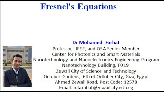 Lecture 3 Fresnels Equations Part 1 Spring 2021 [upl. by Laerdna]