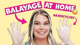 BALAYAGE AT HOME 😳  DIY Highlights [upl. by Ozneral]