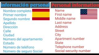 La información personal en inglés  Vocabulario [upl. by Ahseila]