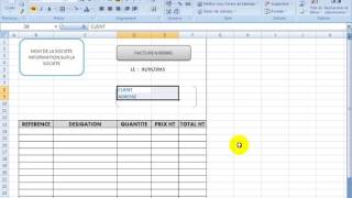 EXCEL Création dune facture simple [upl. by Llemhar]