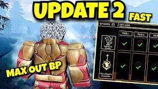 AOT Revolution UPDATE 2 MAX OUT BATTLEPASS FAST Easy Farm [upl. by Nylesaj428]