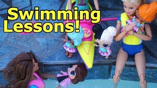 BARBIE Teaches LOL SURPRISE DOLLS How To Swim Lol Surprise Dolls [upl. by Harleigh]