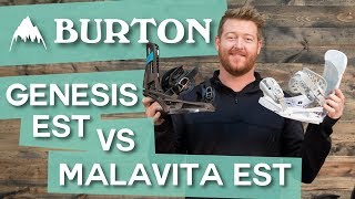 2018 Burton Genesis EST vs Malavita EST Snowboard Bindings  Comparison  TheHousecom [upl. by Nehtan]