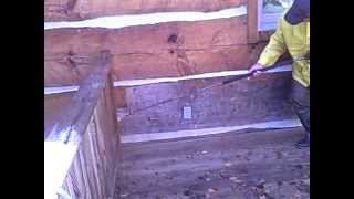 Log Home Restoration Prepping a Hand Hewn Log Home [upl. by Htebzil]