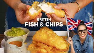 BRITISH fish amp chips Mushy PeasCurry SauceIts On  Marion’s Kitchen [upl. by Nowujalo810]