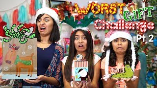 Worst Gift Challenge  Part 2  Opening Christmas Presents  GEM Sisters [upl. by Cestar991]