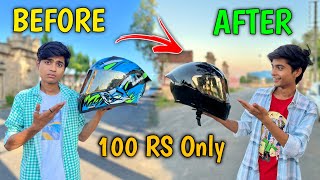 Helmet Modification In Just 100 Rs  Helmet Wrap  Make Your Helmet Glossy Black In Just 100 Rs [upl. by Pederson]