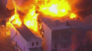 Raw Video Buildings Engulfed In Fire In Newark [upl. by Adnih10]