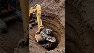 An Excavator Encounter A Giant Pythonpythonencounter snake pythonsnake [upl. by Neelak557]