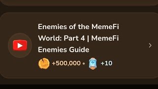 Enemies of the MemeFi World Part 4 Answer  Memefi 2 September Video Code [upl. by Ecenaj]