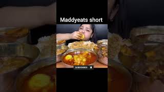 SPICY CHICKEN CURRY MUTTON CURRY FISH CURRY 🔥 ASMR EATING CHALLENGE maddyeats shorts ‎MaddyEats [upl. by Dahcir]