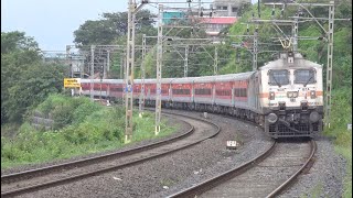 Beautiful Bengaluru Mumbai Udyan Express Negotiating Sharp Curve Of Kamshet Central Railway [upl. by Cosimo]