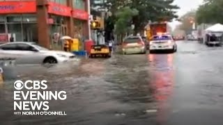 Recordbreaking rainfall causes flooding in New York City [upl. by Kentigerma924]