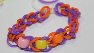 Cómo hacer pulsera de gomitas con abalorios sin telar [upl. by Ellehcir]