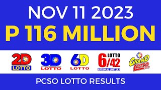 Lotto Result November 11 2023 9pm PCSO [upl. by Sarine]